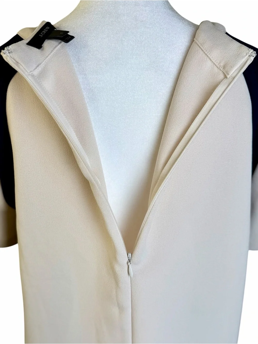 J. Crew Cream and Navy Short Sleeve Colorblock Top Size 6